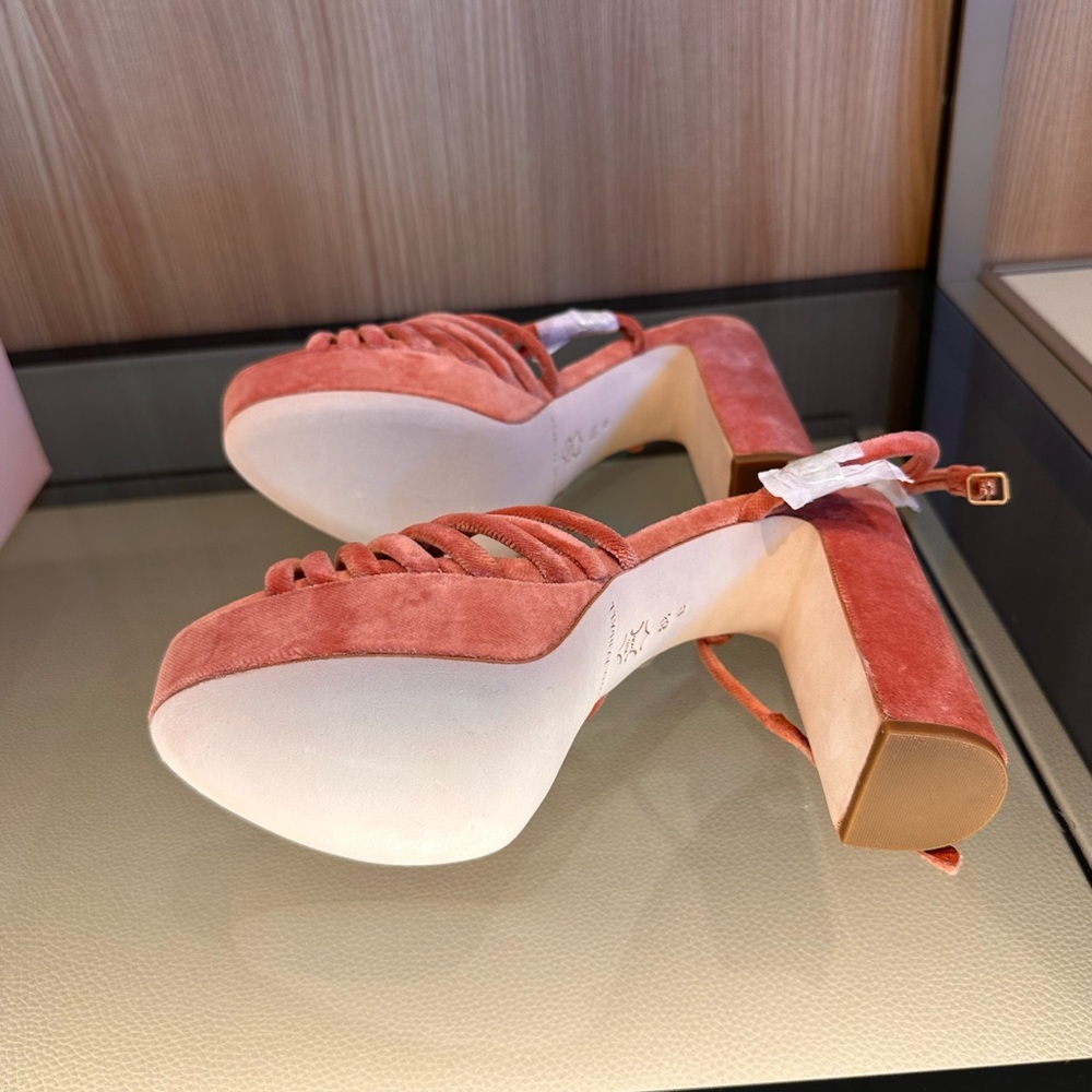 Loeffler Randall Coral Velvet Platform Heels - Picture 3 of 4